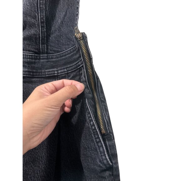 Madewell Tapered Ballon Overall Jumpsuit Womens 6 Black Denim Cross Back Casual - Picture 12 of 16